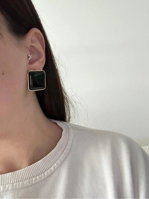 Çelik Siyah Miny Küpe