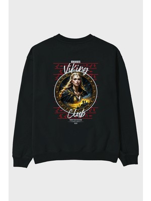 Ankhises Viking Mitolojisi Serisi 1 Arka Baskılı Oversize Sweatshirt Erkek Kadın Unisex