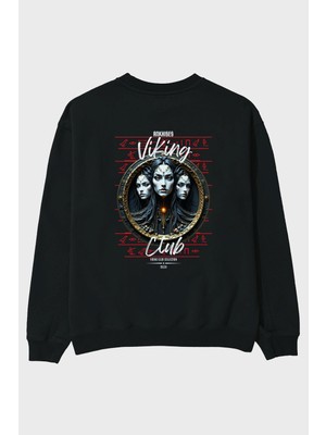 Ankhises Viking Mitolojisi Serisi 23 Arka Baskılı Oversize Sweatshirt Erkek Kadın Unisex