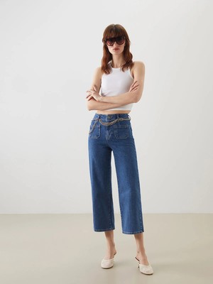 Lc Waikiki Yeni Sezon Beli Kemerli Wideleg Kadın Jean Pantolon