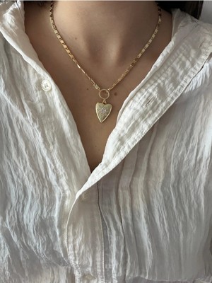 Çelik Özel Koleksiyon Kutup Yıldız Detaylı Kalp Kolye