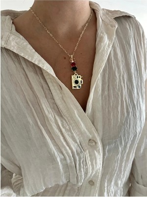 14K Altın Kaplama Özel Seri Içi Açılır Fotoğraf Makinesi Kolye