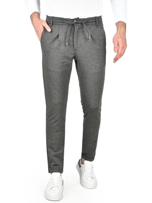 Rizzup Erkek Füme Beli Lastikli Slim Fit Likralı Duble Paça Penye Spor Pantolon 2502385