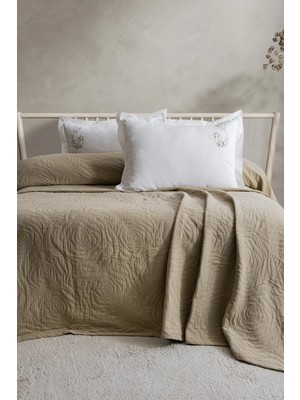 Şaheser Home Collection Agnes Jakarlı Yatak Örtüsü Seti – Çift Kişilik, %100 Pamuk Dokuma
