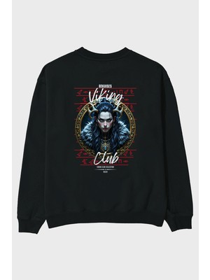 Ankhises Viking Mitolojisi Serisi 18 Arka Baskılı Oversize Sweatshirt Erkek Kadın Unisex