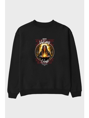 Ankhises Viking Mitolojisi Serisi 17 Ön Baskılı Oversize Sweatshirt Erkek Kadın Unisex