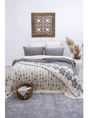 Şaheser Home Collection Sole Müslin Yatak Örtüsü Seti, 4 Katlı %100 Pamuk Jakarlı Dokuma, Müslin Battaniye Takımı 240X260 cm