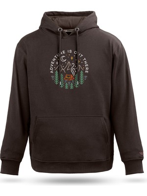 Tarrzzcom Unisex Adventure Tasarım Kapşonlu Sweathirt %100 Pamuk 3 Iplik Kanguru Cepli Hoodie