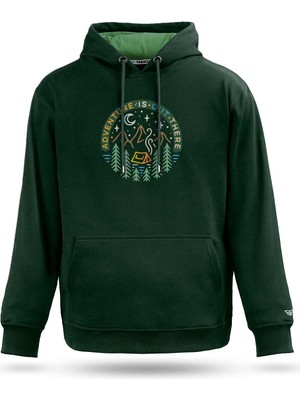 Tarrzzcom Unisex Adventure Tasarım Kapşonlu Sweathirt %100 Pamuk 3 Iplik Kanguru Cepli Hoodie