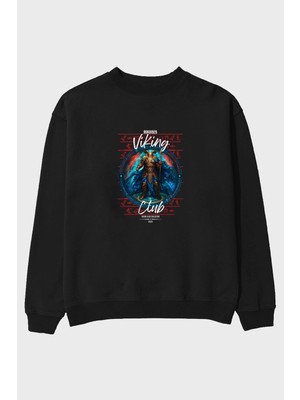Ankhises Heimdall Ön Baskılı Oversize Sweatshirt Erkek Kadın Unisex