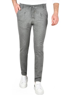 Rizzup Erkek Gri Beli Lastikli Slim Fit Likralı Duble Paça Penye Spor Pantolon 2502385
