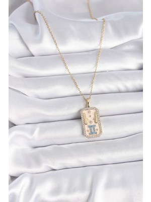 Ne Verelim Size 316L Çelik Gold Renk Zincir Ikizler Burcu Zirkon Taşlı Kadın Kolye - TJ-BKO9468