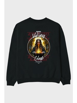Ankhises Viking Mitolojisi Serisi 17 Arka Baskılı Oversize Sweatshirt Erkek Kadın Unisex