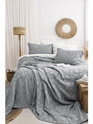 Şaheser Home Collection Bambi Jakarlı Yatak Örtüsü Seti, Yaprak Desenli, %100 Pamuk Jakarlı Kumaş, 3 Parça Yatak odası seti