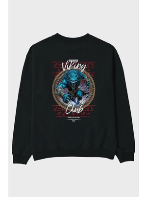 Ankhises Fenrir Arka Baskılı Oversize Sweatshirt Erkek Kadın Unisex