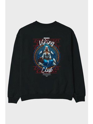 Ankhises Frigg Arka Baskılı Oversize Sweatshirt Erkek Kadın Unisex