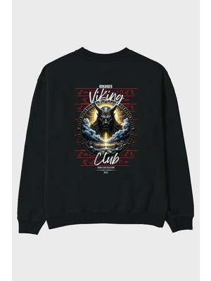 Ankhises Viking Mitolojisi Serisi 9 Arka Baskılı Oversize Sweatshirt Erkek Kadın Unisex