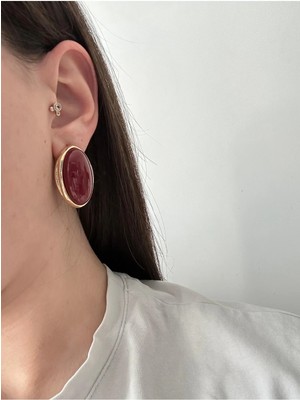 Çelik Bordo Sisi Küpe