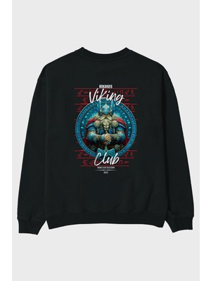 Ankhises Thor Arka Baskılı Oversize Sweatshirt Erkek Kadın Unisex