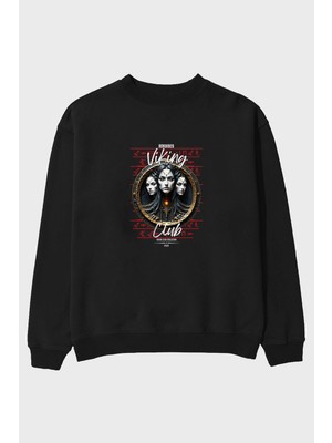 Ankhises Viking Mitolojisi Serisi 23 Ön Baskılı Oversize Sweatshirt Erkek Kadın Unisex