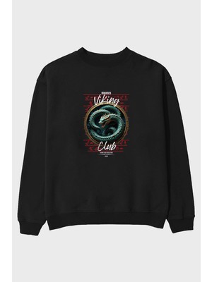 Ankhises Viking Mitolojisi Serisi 25 Ön Baskılı Oversize Sweatshirt Erkek Kadın Unisex