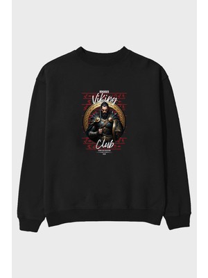 Ankhises Viking Mitolojisi Serisi 6 Ön Baskılı Oversize Sweatshirt Erkek Kadın Unisex