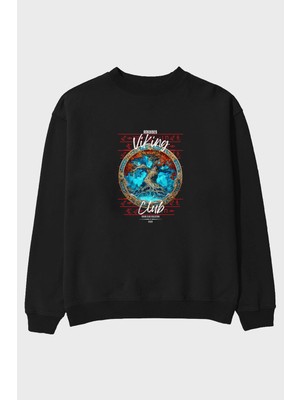 Ankhises Yggdrasil Ön Baskılı Oversize Sweatshirt Erkek Kadın Unisex