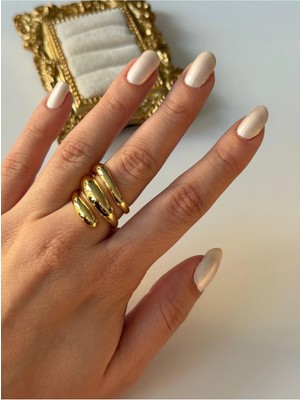 14K Çelik Üzeri Altın Kaplama Ayarlanabilir Basic Yüzük