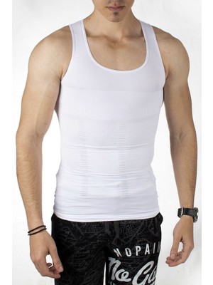 Rizzup Erkek Beyaz Likralı Korse Atlet Bel Göbek Toparlayıcı Sıkılaştırıcı Atlet 2407072