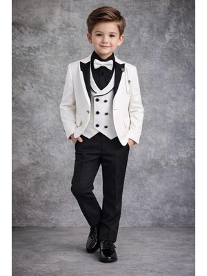 Tarz Çocuk Çocuk Beyaz Klasik Damatlık Takım Elbise