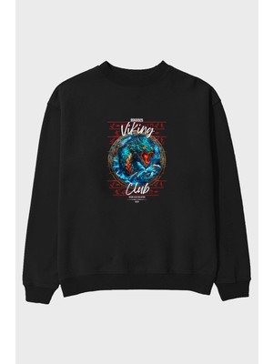 Ankhises Jörmungandr Ön Baskılı Oversize Sweatshirt Erkek Kadın Unisex