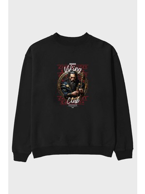 Ankhises Viking Mitolojisi Serisi 20 Ön Baskılı Oversize Sweatshirt Erkek Kadın Unisex