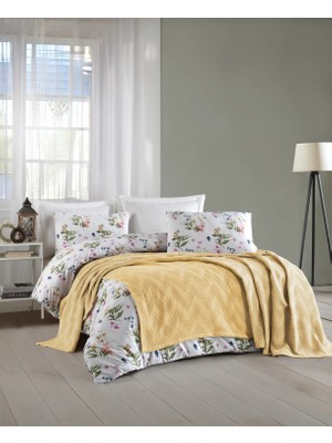 Şaheser Home Collection Zigzag Nevresimli Pike Takımı, %100 Pamuk, Geometrik Desenli Pike ve Nevresim Seti