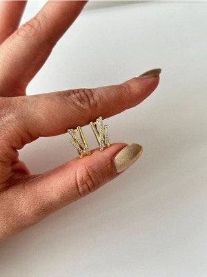 14K Çelik Üzeri Altın Kaplama Minimal cm Küpe