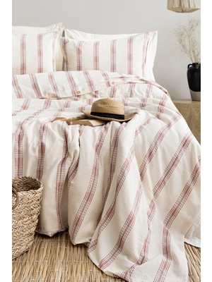 Şaheser Home Collection Aida Iplik Boyalı Nevresim Takımı, Doğal Çizgili Dokuma, %100 Pamuklu Kumaş 240X260CM