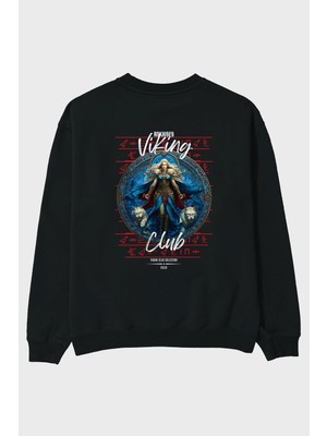 Ankhises Freyja Arka Baskılı Oversize Sweatshirt Erkek Kadın Unisex