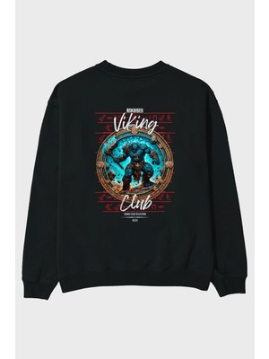 Ankhises Hrungnir Arka Baskılı Oversize Sweatshirt Erkek Kadın Unisex