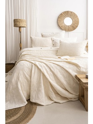 Şaheser Home Collection Bambi Jakarlı Yatak Örtüsü Seti, Yaprak Desenli, %100 Pamuk Jakarlı Kumaş, 3 Parça Yatak odası seti