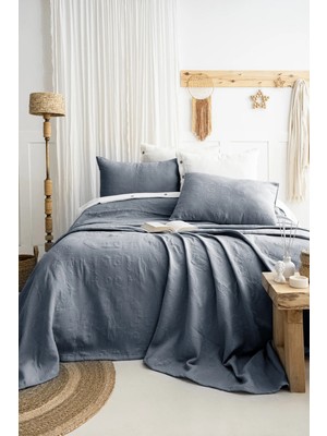 Şaheser Home Collection Julia Jakarlı Yatak Örtüsü Seti, Çiçek Kabartmalı %100 Pamuk Jakarlı Kumaş, 3 Parça Yatak Örtü Seti