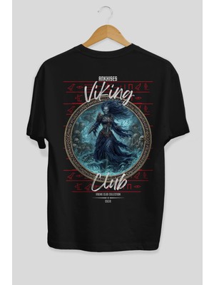 Ankhises Hel Arka Baskılı Siyah Oversize T-Shirt Erkek Kadın Pamuk Bisiklet Yaka Tişort