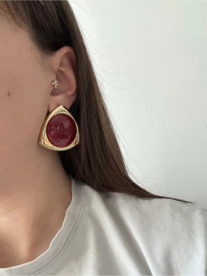 Çelik Lupa Bordo Küpe