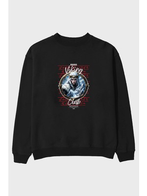 Ankhises Viking Mitolojisi Serisi 19 Ön Baskılı Oversize Sweatshirt Erkek Kadın Unisex