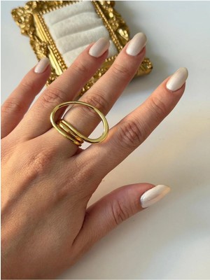 14K Çelik Üzeri Altın Kaplama Ayarlanabilir Basic Yüzük