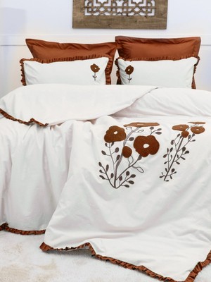Şaheser Home Collection Alessa Nakışlı Nevresim Takımı, Çiçek Desenli, %100 Pamuk, 6 Parça Çift Kişilik Nevresim Takımı Seti
