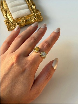 14K Çelik Üzeri Altın Kaplama Ayarlanabilir Basic Yüzük