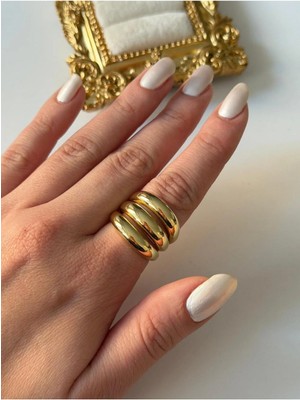 14K Çelik Üzeri Altın Kaplama Ayarlanabilir Basic Yüzük