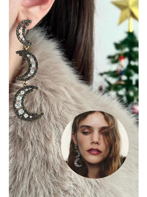 Çelik Zirkon Tasarım Zr Ay Küpe