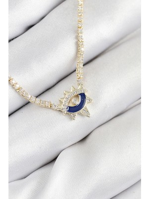 Ne Verelim Size Pirinç Zirkon Taşlı Su Yolu Göz Model Gold Renk Kadın Kolye - TJ-BKO10547