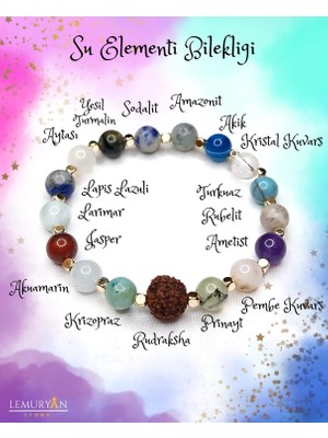 Herkimer Doğaltaş Orijinal Doğaltaş Unisex Su Elementi Enerji Bilekliği
