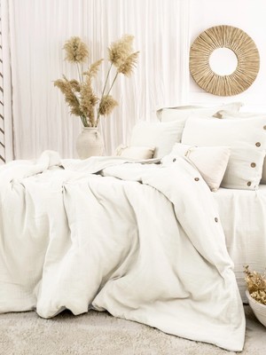 Şaheser Home Collection Vetro Müslin Nevresim Takımı, Düğmeli Tasarımlı, %100 Pamuk Müslin Kumaş, 6 Parça Yatak Odası Seti